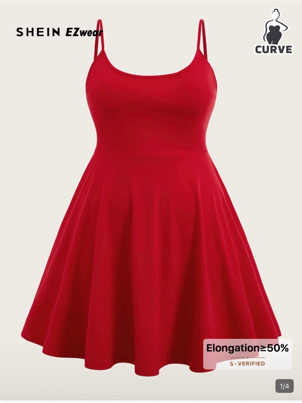 SHEIN Red Spaghetti-Strap Fit & Flare Mini Dress